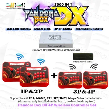 Nová Pandora Box DX 4P Bezdrátový Ovladač Konzole Set 3000 v 1 3P 4P arkádová hra Může ukládat herní Vysoké skóre záznam 3D tekken