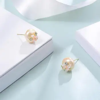 Hongye Nové Příjezdu Krásné Pearl Brincos Shell Květina Elegantní Doplňky Ucho Šperky pro Office Lady Prohlášení Náušnice Stud