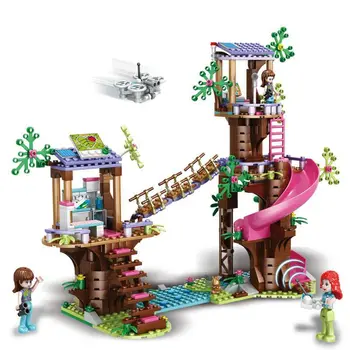 Skladem Přátele Jungle Rescue Base Slide Zábavní Park Stavební Bloky, Cihly Hračky pro děti Zimní Dovolenou, Vánoční Dárky