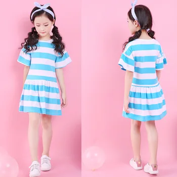 2020 letní dívky značky Princess party Šaty módní proužek Elastické Bavlny-line pirncess dospívající batole oblečení dětské oblečení