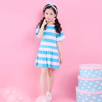 2020 letní dívky značky Princess party Šaty módní proužek Elastické Bavlny-line pirncess dospívající batole oblečení dětské oblečení