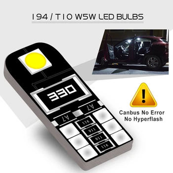 10x T10 W5W Canbus Auto LED Žárovka pro BMW Mini Cooper R56 R53 E46 E90 F20 F10 E39 Z4 Interiér stropní svítilna osvětlení Zavazadlového prostoru Parkovací Světla