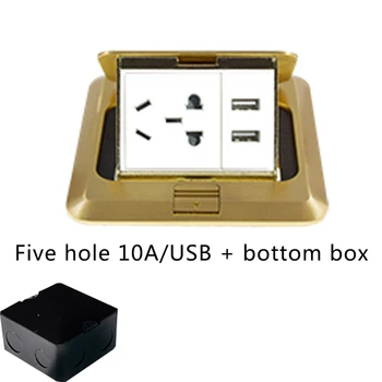 Pevné Měděné Zlato Panel Pop-Up Podlahová Zásuvka 10A S USB Nabíjecí Port, Přizpůsobitelné síťové Zásuvky Modul Kombinaci