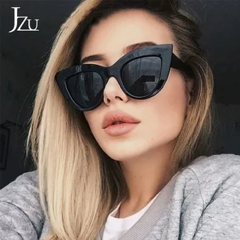JZU Cat Eye sluneční Brýle, Ženy 2019 Nové Retro Tlustý Rám dámská Móda Značky Návrhář Zrcadlové Čočky, sluneční Brýle Cateye Ženy