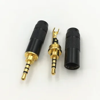 4ks 2,5 mm 4 Pólový Stereo Konektor Samec Pájecí DIY Konektor pro 6 mm Sluchátka Reproduktor Kabel Adaptér Černá Shell