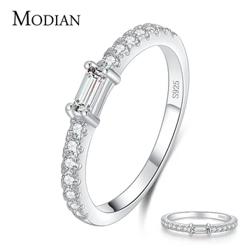 Modian Top Kvalita Real 925 Sterling Silver Klasické Kouzlo AAAAA Zirkony Snubní Prsteny Pro Ženy Jemné Šperky anel