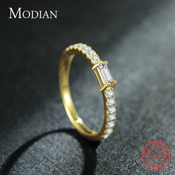 Modian Top Kvalita Real 925 Sterling Silver Klasické Kouzlo AAAAA Zirkony Snubní Prsteny Pro Ženy Jemné Šperky anel