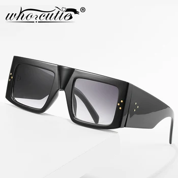 Vintage Black Náměstí Sluneční Brýle, Ženy 2020 Značky Design Nýt Tlustý Rám Retro Plochý Vrchol Jasné Čočky, Sluneční Brýle Odstíny Muži S276