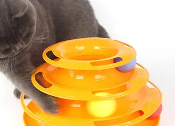 Vtipné Hračky Pro Domácí Zvířata Kočka Crazy Ball Disk Tři Úrovně Hračka Kočka Věž Stopy Disku Kočka Inteligence Zábavní Hračku 1 Pc