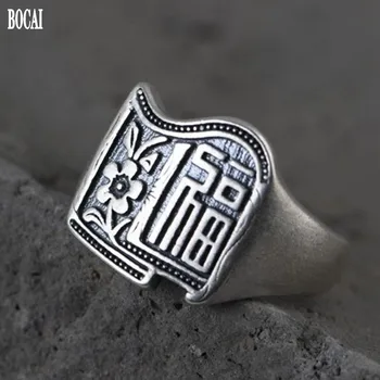 S925 stříbro nové módní šperky matný zakřivené index prst prsten pro muže a ženy, Thajské stříbro požehnání pro muže a ženy prsteny
