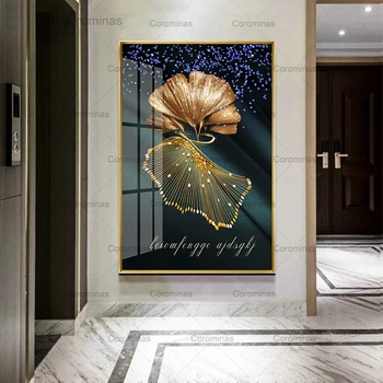 Abstraktní Zlatý List Malířské Plátno Umění Zdi Světla Luxusní Modulární Plakáty a Tisky Obraz pro Obývací Pokoj Cuadros Dekorace
