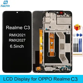 LCD Displej pro Realme C3 RMX2027 RMX2021 LCD s Rámem Digizier Dotykové Obrazovky Náhrada za OPPO Realme C 3 6.5 palcový Displej