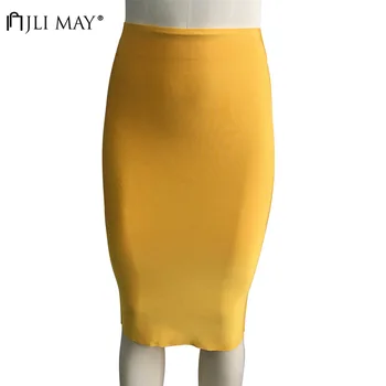 JLI. KVĚTNA Sexy Bodycon Mini Sukně Dámské Jaro Léto Pevné Vysokým Pasem Slim Office Lady Tužka Kolena-Délka Sukně