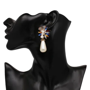 Ženy Imitace Perlové Náušnice Bohemia Elegantní Květy Crystal Náušnice Prohlášení Klátit Náušnice Módní Šperky Velkoobchod