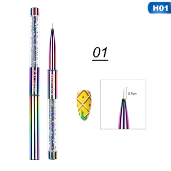 Nail Art Kartáč Rainbow Barva Crystal Liner Tečkování Akryl Builder Malování Design Nehtů Kartáč pro Manikúra Nástroj