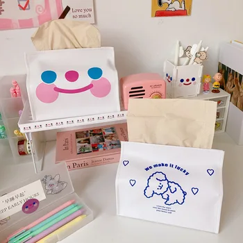 Nové Bentoy Milkjoy Holky Roztomilý Tkáně Case Box PU Kůže Kreslený Medvěd Smiley Cookie Úložný Box Desktop Dekorace Stolu 2020