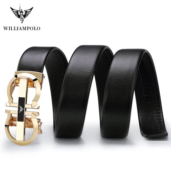 Williampolo Vánoční 2020 Luxusní Značky Design Kožené Pánské Kožený Pásek Automatické Spony pás Pás Zlatý Pás PL18335-36P-SMT