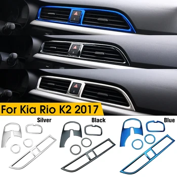 5kusů/Set Auto přijíždět sem Chrome Výstupu Vzduchu Kruh Kryt Interiérové Lišty Dekorace Rám Pro Kia Rio 4 K2 2017 2018