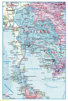 Silniční Mapa Atlas Michigan Dálnici Thajsko Podrobná Mapa Vintage Print Plátno Plakát Samolepka Na Zeď Bar, Hospoda, Kavárna, Domácí Výzdoba, Malba