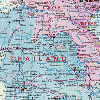 Silniční Mapa Atlas Michigan Dálnici Thajsko Podrobná Mapa Vintage Print Plátno Plakát Samolepka Na Zeď Bar, Hospoda, Kavárna, Domácí Výzdoba, Malba