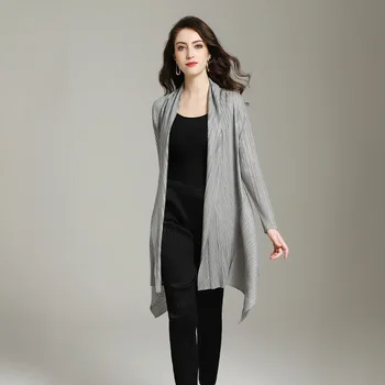 LANMREM 2020 podzim Skládaný Oblečení Pro Ženy Nové Módní Volné Nepravidelné Tenké Větrovky Vysoce Kvalitní Dlouhý Kabát YG768
