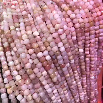 Drobné Broušené Korálky z Přírodního Kamene Korálky Růžové Opal Čtvercového průřezu Volné Korálky pro Výrobu Šperků Náhrdelník Náramky 4mm