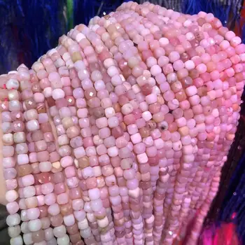 Drobné Broušené Korálky z Přírodního Kamene Korálky Růžové Opal Čtvercového průřezu Volné Korálky pro Výrobu Šperků Náhrdelník Náramky 4mm
