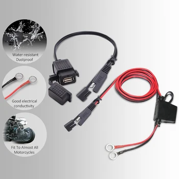 12-24V Vodotěsné Motocykl SAE USB Telefon GPS MP4 Kabel Nabíječky Adaptér Motorky Inline Pojistka Napájení Příslušenství
