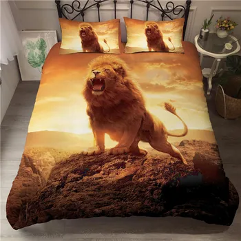 3D Lion King Povlečení bytový Textil Povlečení Mikrovlákno Povlečení Obývací Pokoj Dekor Přehoz Kryt Postel King Size