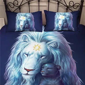 3D Lion King Povlečení bytový Textil Povlečení Mikrovlákno Povlečení Obývací Pokoj Dekor Přehoz Kryt Postel King Size