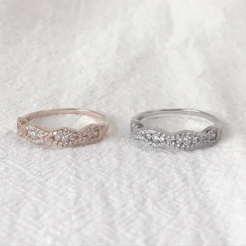 Starland Původní Proužek Prsteny pro Ženy 2 Styl Růžové zlato & Stříbrný Prsten 925 Sterling Silver Šperky Dárky pro ženy