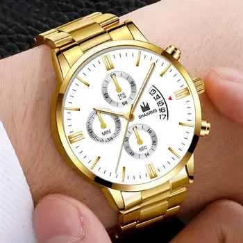 2020 luxusní pánské vojenské podnikání quartz hodinky zlaté nerezové oceli popruh pánské hodinky, datum, kalendář mužské hodiny Relogio Přímé