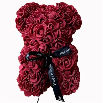 2020 Hot Prodej 25cm Mýdlo Pěny Medvěd Růží Teddi Bear Rose Květina Umělá Nový Rok Dárky pro Ženy Valentýnský Dárek Vánoční