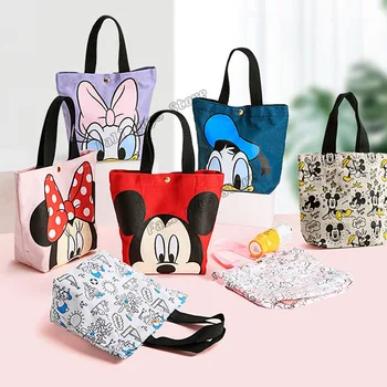 Disney Roztomilé Kabelky Karikatury Mickey Minnie Plátno Módní Taška Oběd Box Pytle Dospívající Ležérní Trend Mickey Mouse Nákupní Balíček