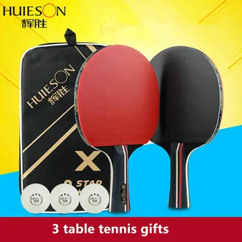 2ks/lot Pálka na Stolní Tenis Raketa Dlouhá Krátká Rukojeť Ping Pong Raketa Set S Vak 3 Míčky Double Face Pupínky V