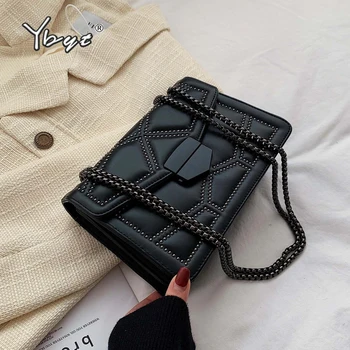 YBYT retro nýt malé messenger tašky pro ženy 2020 zimě PU kůže ženy luxusní top-rukojeti tašky spojky řetězu taška přes rameno