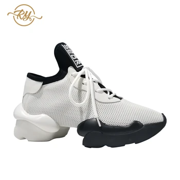 RY-RELAA tenisky dámské bílé boty 2020 módní Pravé Kůže platformy tenisky ins klín tenisky běžecké boty obuv pro volný čas