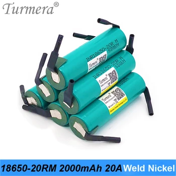 Turmera 18650 2000mAh 20A Baterie INR18650-20RM 3.6 V Pájení Niklu pro Nástroj Šroubovák a Vysavač Použití Baterie 6Piece