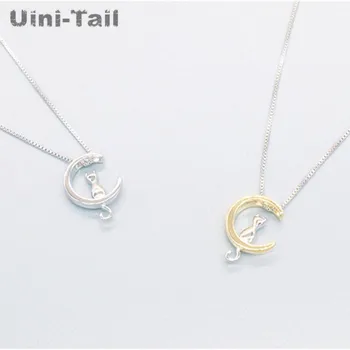Uini-Ocas hot nové 925 sterling silver moon cat náhrdelník ženské modely jednoduché roztomilé sladké korejští studenti divoké dárek k narozeninám