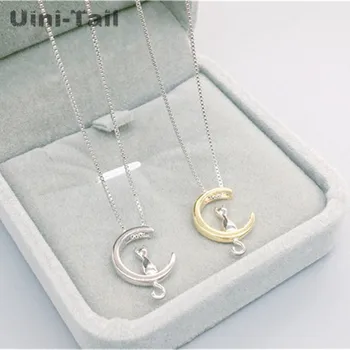 Uini-Ocas hot nové 925 sterling silver moon cat náhrdelník ženské modely jednoduché roztomilé sladké korejští studenti divoké dárek k narozeninám