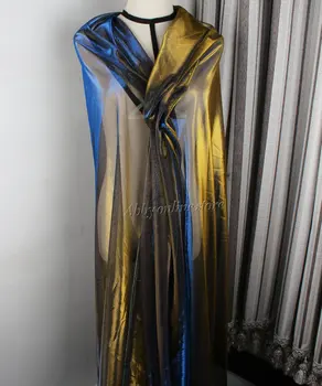 Nový Crystal Gázy Laser Fantazie - barevné Tkaniny Měkké Svatební Závoj Mřížkové Tkaniny Krajkové Šaty Oblečení 150*100CM