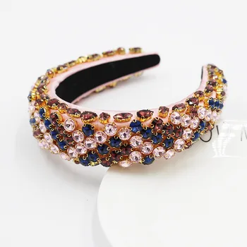 Nový Stylový Bling Drahokamu Barokní Čelenky Luxusní Crystal Černobílá Diamond Čalouněný Čelenka Čelenka pro Ženy Vlasové Doplňky