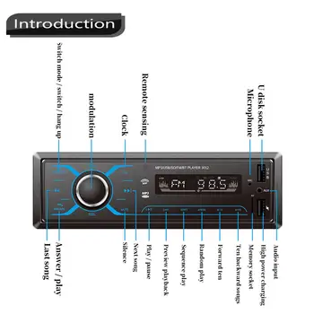 Univerzální Autorádio DAB-FM RDS, USB Přehrávač Auto MP3 Multimediální Přehrávač, Auto Rádio, Stereo Přehrávač, bluetooth Barevnými Světly