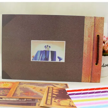 Vintage Kraft Černé Listy Papíru, Karty, Kniha Dobrodružství Cestovní Album Ruční DIY Foto foto Album, Foto Album WF1020