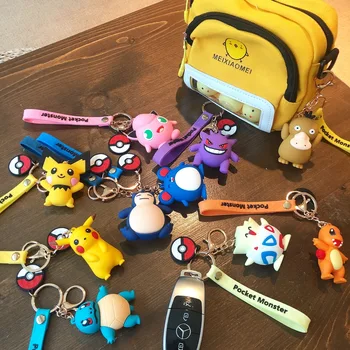 Pokemon Pocket Monster Roztomilé Pikachu Auto Přívěšek Na Klíče Malý Dinosaurus Silikonová Klíčenka Hračka, Děti, Vánoce, Nový Rok Dárek