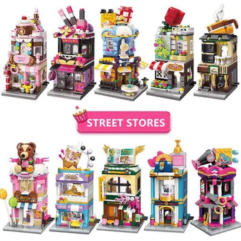 Město Přátele Obchodech Bloky Hračky pro Dívky, Chlapci, Ulice, Obchody Zamykání Cihly pro Děti DIY Hra Kompatibilní Velkých Značek