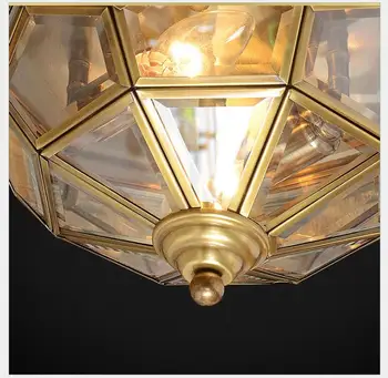 Doprava zdarma D35cm E27 Mosazné Vintage LED Moderní stropní Svítidlo Domácí Osvětlení Obývacího Pokoje Lesk Splachovací Mount Stropní Světla