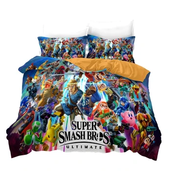 Luxusní 3d Super Smash Bros tištěného Povlečení Sada Kreslený Mario Děti Peřinu povlak na Polštář Kluci Holky Ložní Prádlo Set Povlečení