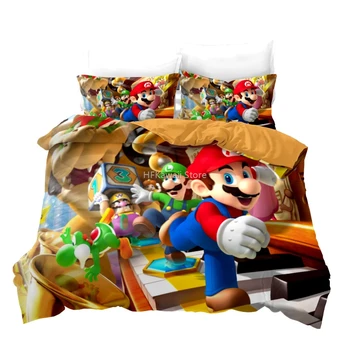 Luxusní 3d Super Smash Bros tištěného Povlečení Sada Kreslený Mario Děti Peřinu povlak na Polštář Kluci Holky Ložní Prádlo Set Povlečení