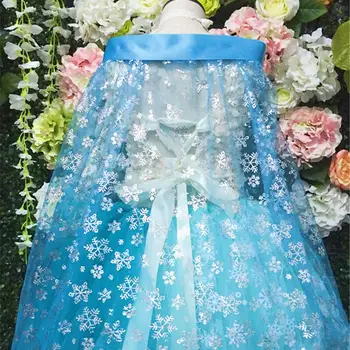 Šířka 155cm Princess Dress Sky Blue Glitter Vločka Textilie pro Svatební Dekorace, Šití Mesh DIY Řemesla Příslušenství